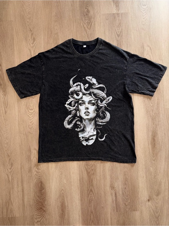Gildan Other - Medusa Graphic Acid Wash Tee | Black Vintage Streetwear T-Shirt